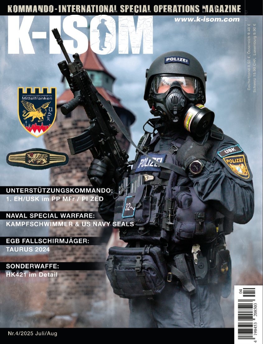 KdoMagazin's tweet image. Inhalt der neuen K-ISOM 4-2025, die bereits im Fach- und Bahnhofsbuchhandel jetzt erschienen ist:
k-isom.com/heftarchiv
bestellunglk-isom.com
#USK #Polizei #EGB #Bundeswehr #SWAT #Kampfschwimmer #SEALs #KSM #HK #ACS #Enforcetac #Rheinmetall