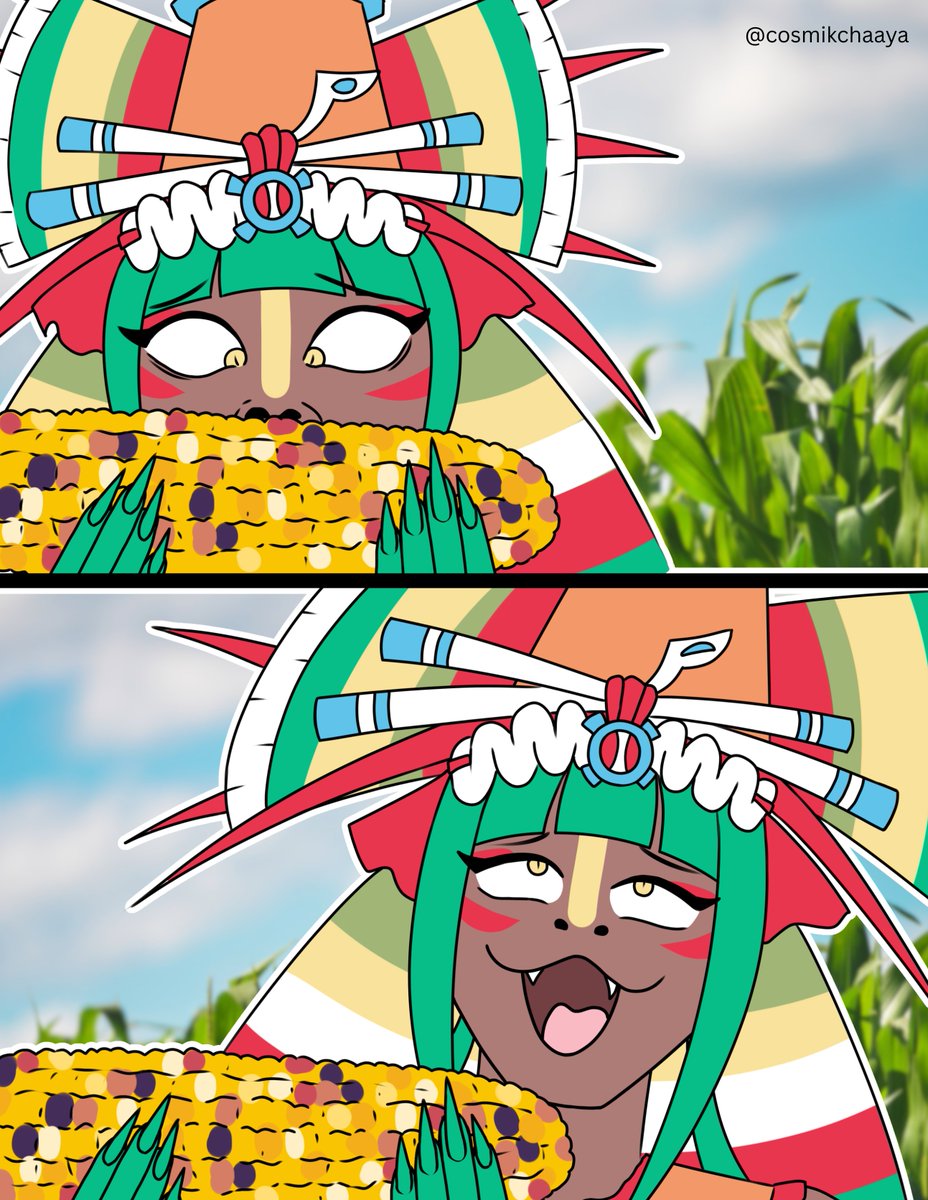 cosmikchaaya's tweet photo. Quetzalcoatl loves CORN 🌽💚💚 #cosmikcodex https://t.co/YoBDt8SNA5