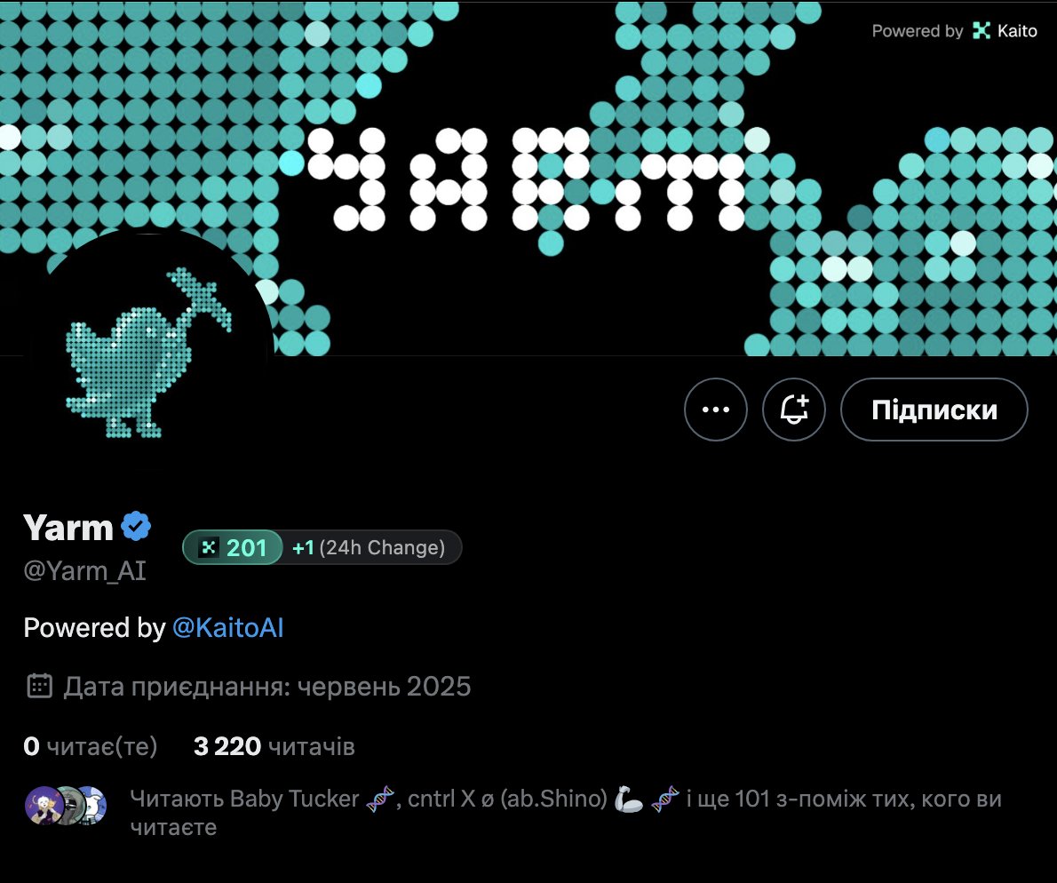 dollin.eth (Ø,G) 🧬 (@glodin9) on Twitter photo New product <a href="/Yarm_AI/">Yarm</a>  from <a href="/KaitoAI/">Kaito AI 🌊</a> 🔥
<a href="/LukeAlwaysAwake/">Luke 🧬</a>  also wrote about it👀
Will this be a special product in combination with Mitosis? What does this mean for the community?
I look forward to hearing your thoughts in the comments👇 New product <a href="/Yarm_AI/">Yarm</a>  from <a href="/KaitoAI/">Kaito AI 🌊</a> 🔥
<a href="/LukeAlwaysAwake/">Luke 🧬</a>  also wrote about it👀
Will this be a special product in combination with Mitosis? What does this mean for the community?
I look forward to hearing your thoughts in the comments👇
