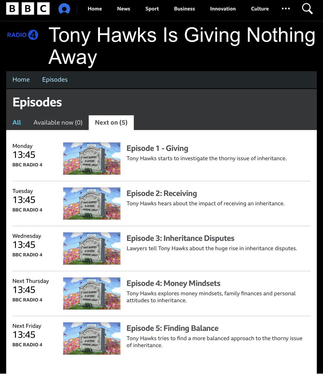 Barbara Rich (@barbararich_law) on Twitter photo Tony Hawks is Giving Nothing Away. All this week on <a href="/BBCRadio4/">BBC Radio 4</a> at 1.45pm a series of programmes on inheritance in Britain today, presented by <a href="/thefridgeman/">Tony Hawks</a>. I am one of the lawyers who appear in episode 3 on Wednesday bbc.co.uk/programmes/m00… Tony Hawks is Giving Nothing Away. All this week on <a href="/BBCRadio4/">BBC Radio 4</a> at 1.45pm a series of programmes on inheritance in Britain today, presented by <a href="/thefridgeman/">Tony Hawks</a>. I am one of the lawyers who appear in episode 3 on Wednesday bbc.co.uk/programmes/m00…