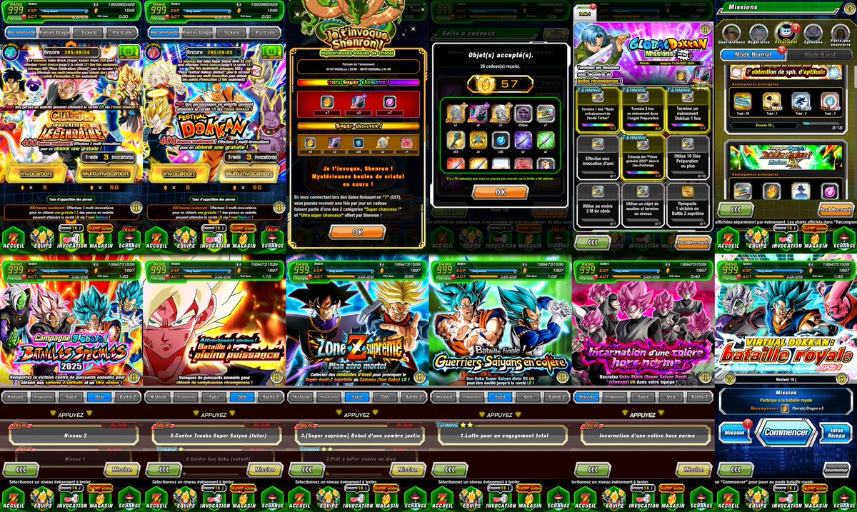 Aujourd'hui sur #DokkanBattle ✨

• Nouveaux portails LR🍀
• Bonus de co de Shenron 🐉
• Plein de DS en cadeau 🎁
• Une tonne de mission avec plein de récompenses ! 
• Nouveau défi : Batailles spéciales 2025 👊
• Nouveau niveau Bataille à pleine puissance 
• Super ZLR pour