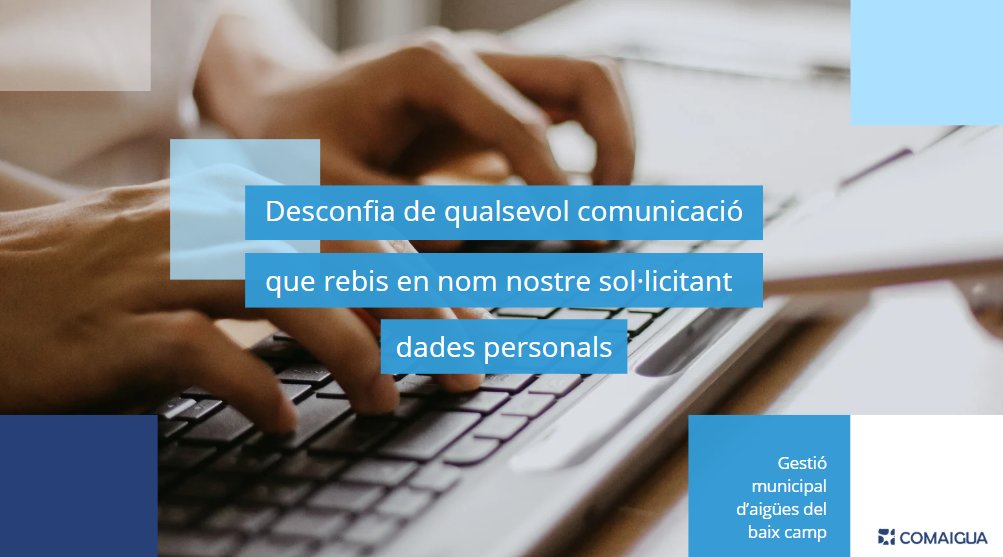 🛡️ Protegeix la teva informació i evita fraus!

🔐Recorda que mai sol·licitarem les teves dades personals per missatges, trucades o enllaços sospitosos. Si reps un missatge estrany, no cliquis i contacta amb nosaltres immediatament.

👉acortar.link/p3MSNU

#SeguretatDigital