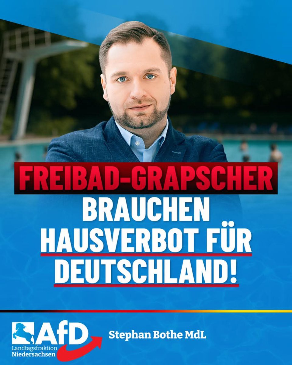 AfDFraktionNDS's tweet image. ++ Migrantengewalt im #Freibad? Ab nach Hause! ++
„Die erschütternden Vorfälle in deutschen Freibädern müssten vor allem solche Menschen aufschrecken, die bislang noch glaubten, der Multikulti-Traum würde ein glückliches Ende nehmen“, betont Stephan @MdlBothe, innenpolitischer…