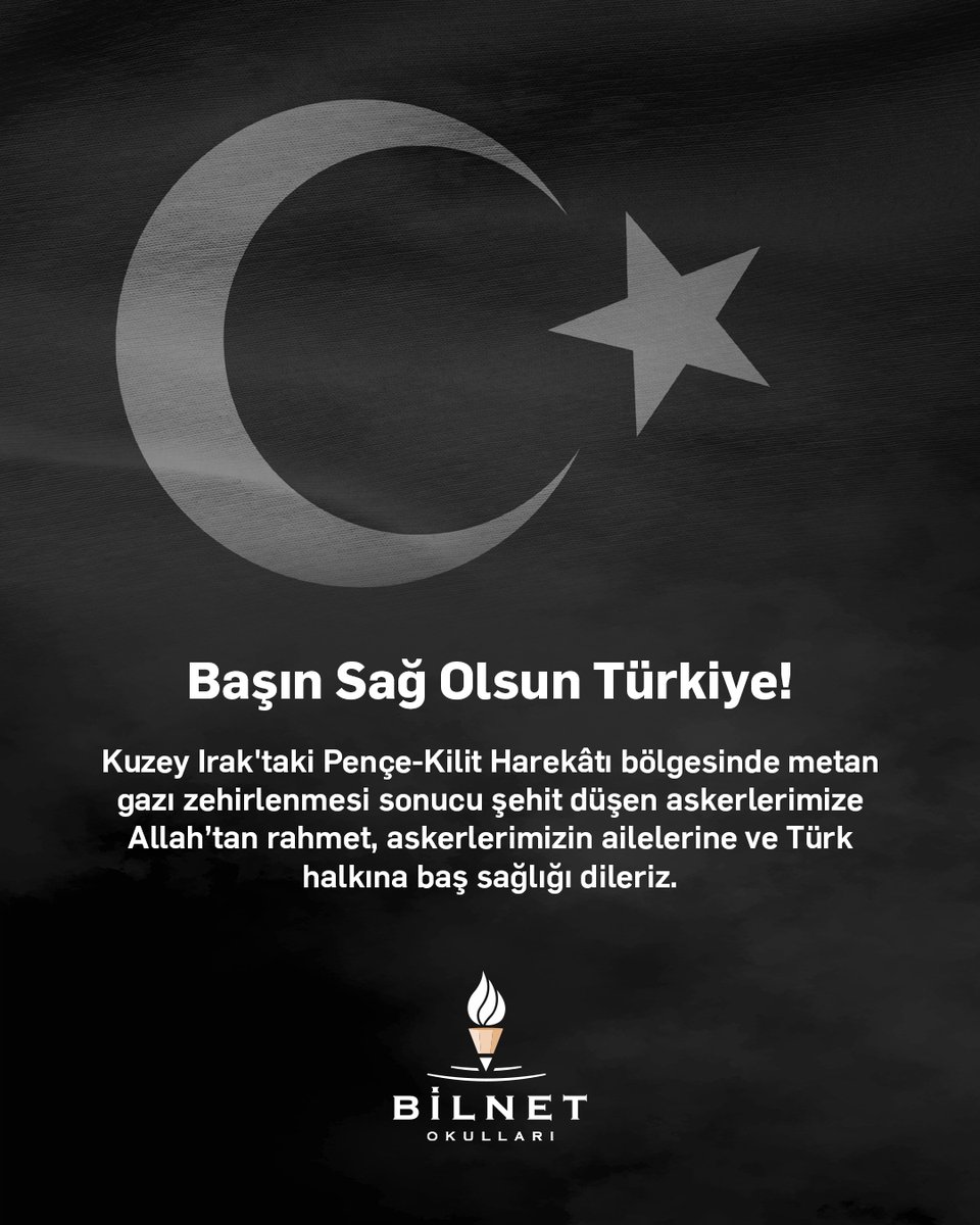 Başın Sağ Olsun Türkiye!

Kuzey Irak'taki Pençe-Kilit Harekâtı bölgesinde metan gazı zehirlenmesi sonucu şehit düşen askerlerimize Allah’tan rahmet, askerlerimizin ailelerine ve Türk halkına baş sağlığı dileriz.