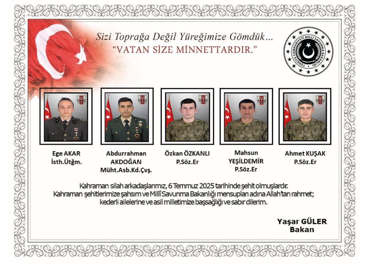 Vatan size minnettar.🇹🇷🇹🇷🇹🇷
 mekanınız cennet olsun.