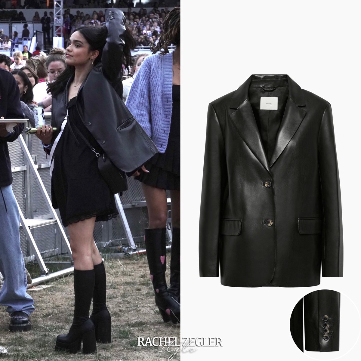 ZeglerStyle's tweet photo. Rachel wore the #Edikted ‘Rayne Lacey Babydoll Mini Dress’ ($33.60) and carried the #Coach ‘Alter/Ego Mini Satchel Bag’ ($250).
She wore her #SteveMadden ‘Cypress Boots’ ($139.95) and could have possibly been wearing the #Aritzia ‘Wilfred Memories Blazer’ (Sold Out). https://t.co/5Kd8j0nOKN