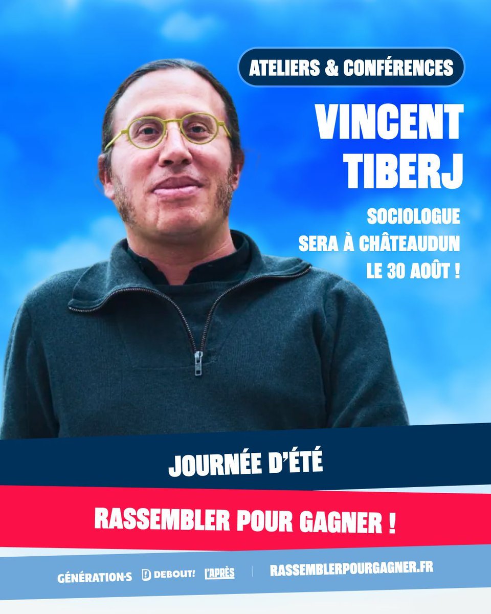 Vincent Tiberj sera présent à notre journée d'été unitaire "Rassembler pour gagner !".

Rendez-vous le 30 août à Châteaudun avec <a href="/Apres_fr/">L’APRÈS</a> et <a href="/debout_fr/">Debout!</a> ! 

➡️ Toutes les informations : rassemblerpourgagner.fr