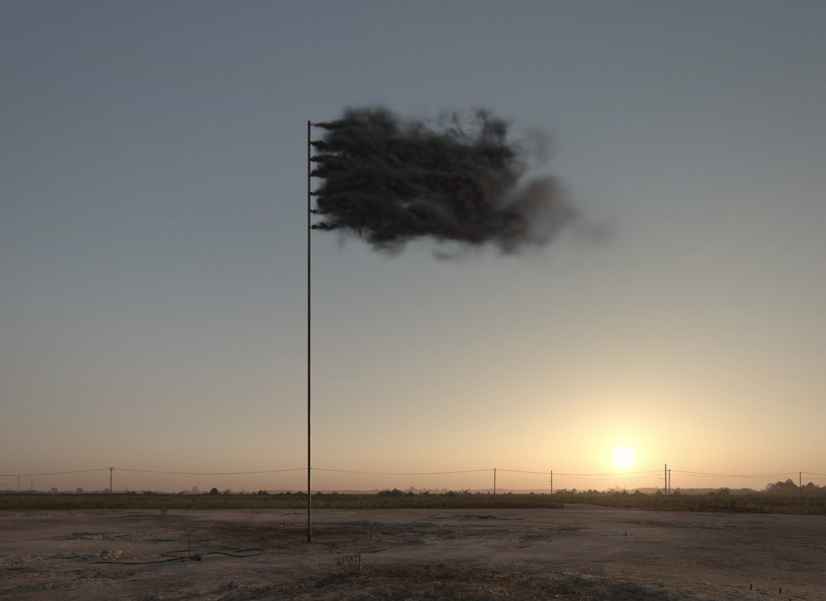 simonjcoates's tweet image. John Gerrard's 'Western Flag' artwork depicts the site of the Lucas Gusher - the world's first major oil find - in Spindletop, Texas in 1901. It's from 2017 but has taken on all manner of other meanings since...