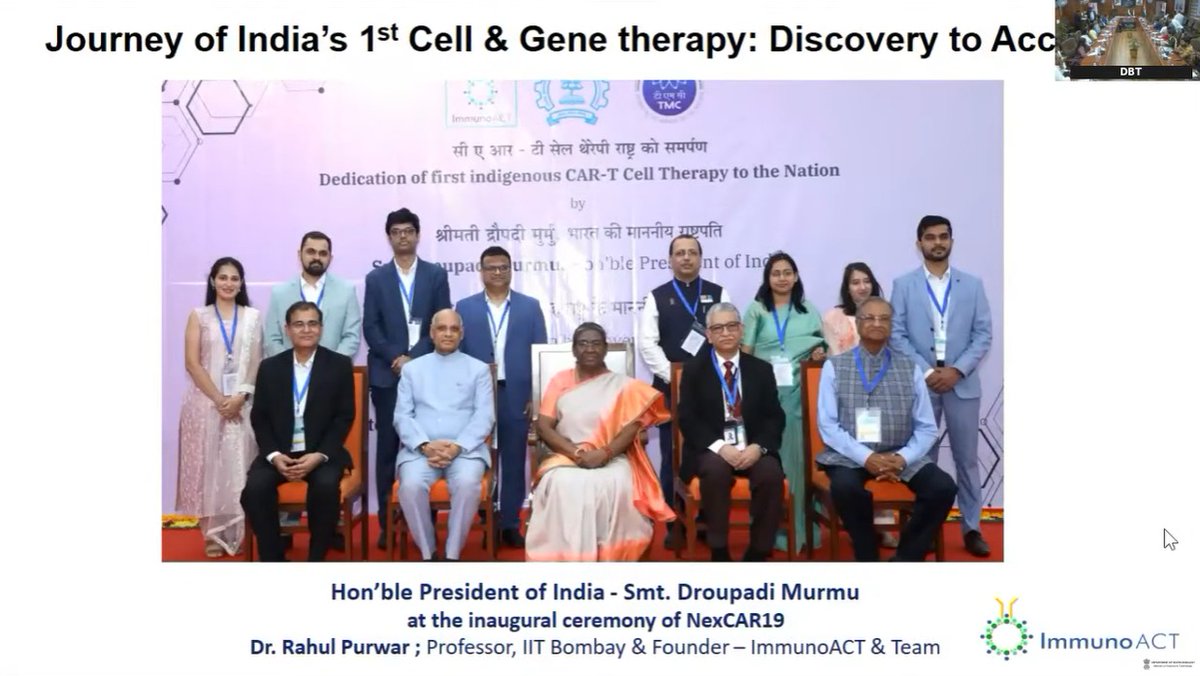 Department of Biotechnology (@dbtindia) on Twitter photo Dr. <a href="/purwarrahul2/">Rahul Purwar</a>, Founder, <a href="/ActImmuno/">ImmunoACT</a> and Prof. at <a href="/iitbombay/">IIT Bombay</a> referenced the journey behind NexCAR19- India's first #CAR-T cell therapy. Supported by strong global & academic partnerships, the therapy is now saving lives at a fraction of global costs, across 70+ hospitals. Dr. <a href="/purwarrahul2/">Rahul Purwar</a>, Founder, <a href="/ActImmuno/">ImmunoACT</a> and Prof. at <a href="/iitbombay/">IIT Bombay</a> referenced the journey behind NexCAR19- India's first #CAR-T cell therapy. Supported by strong global & academic partnerships, the therapy is now saving lives at a fraction of global costs, across 70+ hospitals.