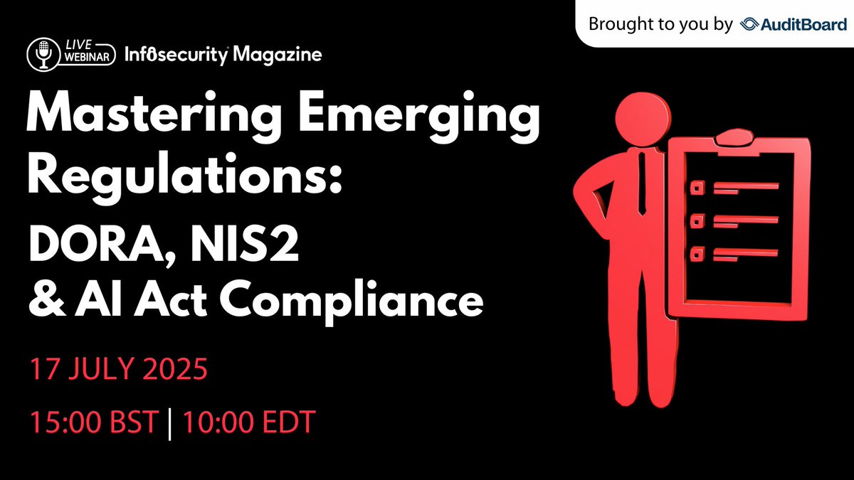 Infosecurity Magazine (@infosecuritymag) on Twitter photo New EU cyber regulations are here- and many organizations arenāt ready.
Join our webinar with <a href="/auditboard/">AuditBoard</a> on July 17 to unpack key regulatory challenges & learn how to leverage tech to stay compliant & ahead
Register here: infosecurity-magazine.com/webinars/maste⦠New EU cyber regulations are here- and many organizations arenāt ready.
Join our webinar with <a href="/auditboard/">AuditBoard</a> on July 17 to unpack key regulatory challenges & learn how to leverage tech to stay compliant & ahead
Register here: infosecurity-magazine.com/webinars/masteā¦