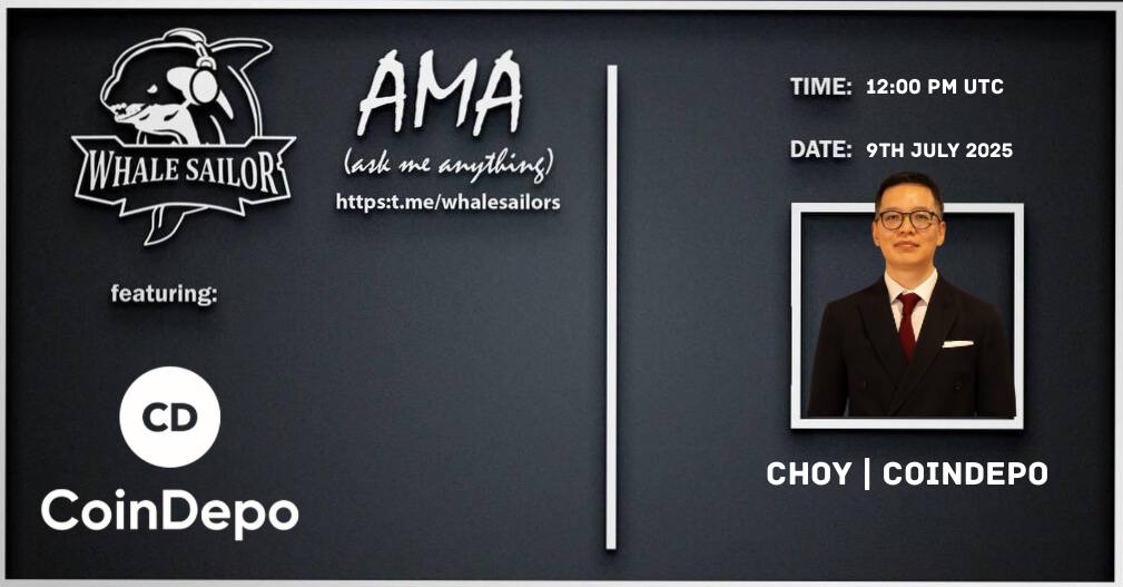 🎙Join the @WHALESAILORS x COINDEPO  AMA – Learn, Connect &amp; Earn!🎙

CoinDepo is a crypto interest and lending platform, launched in 2021 and headquartered in Singapore . It lets users deposit cryptocurrencies—like BTC, ETH, USDT, USDC, and others—to earn high-yield interest,