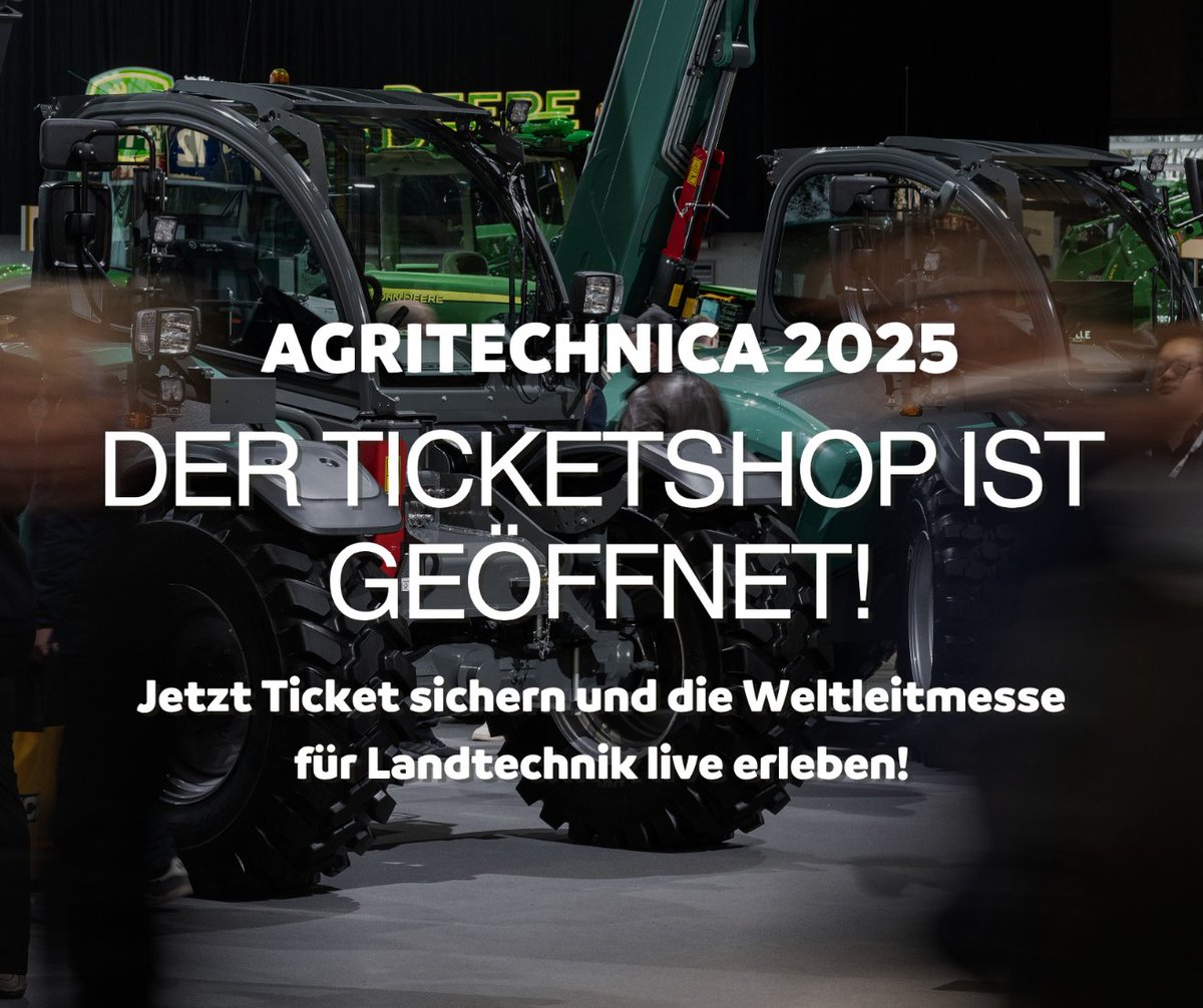 Es ist soweit: Der Ticketshop der #AGRITECHNICA ist geöffnet. 🎫 Hier Ticket sichern: messe-ticket.de/DLG-SHOP/AT25/…