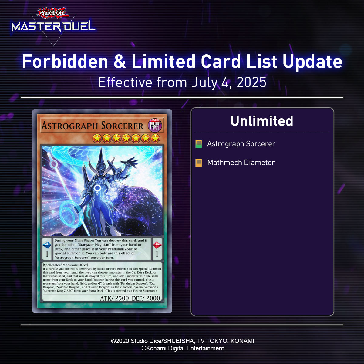 YGOMasterDuel's tweet image. In case you missed it, the new Forbidden & Limited List is now in effect in #YuGiOhMASTERDUEL!
For more information, please check your in-game notifications.