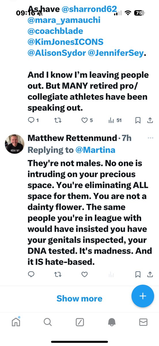 Martina's tweet image. And this brave man said all this and blocked me. What a hero.