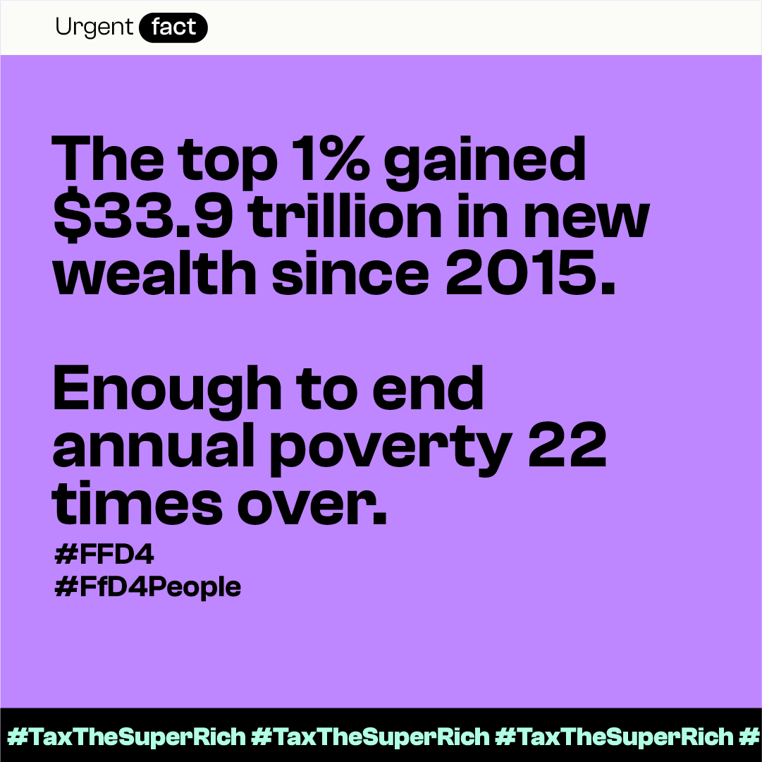 🚨 The UN’s #FFD4 Summit in Seville is a test for the world. Time to kill the myth that nothing can change. There’s political will to tax the super rich. And it’s growing.
 
#TaxTheSuperRich #FfD4People #FFD4