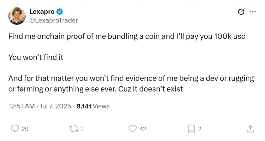 DataC58218's tweet photo. 📢📢📢
I dare lexaPro to unblock 🔓🔓 me and I can publish his past bundling on various tokens. I can share all on chain proof and his side wallets. Did this earlier too. Will he then keep his word paying 100K to me ???? 🧐🧐🧐🧐 https://t.co/776nPITEZr