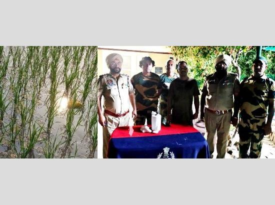 1poojayadav's tweet image. 24 घंटे के भीतर दो अलग-अलग ऑपरेशनों में #BSF जवानों ने फिरोजपुर और तरनतारन सीमा के पास 524 ग्राम हेरोइन, 30 ग्राम अफीम और एक पिस्तौल के कुछ हिस्से और एक मैगजीन जब्त की।  #indianbordersecurity #tejran #SecretStory