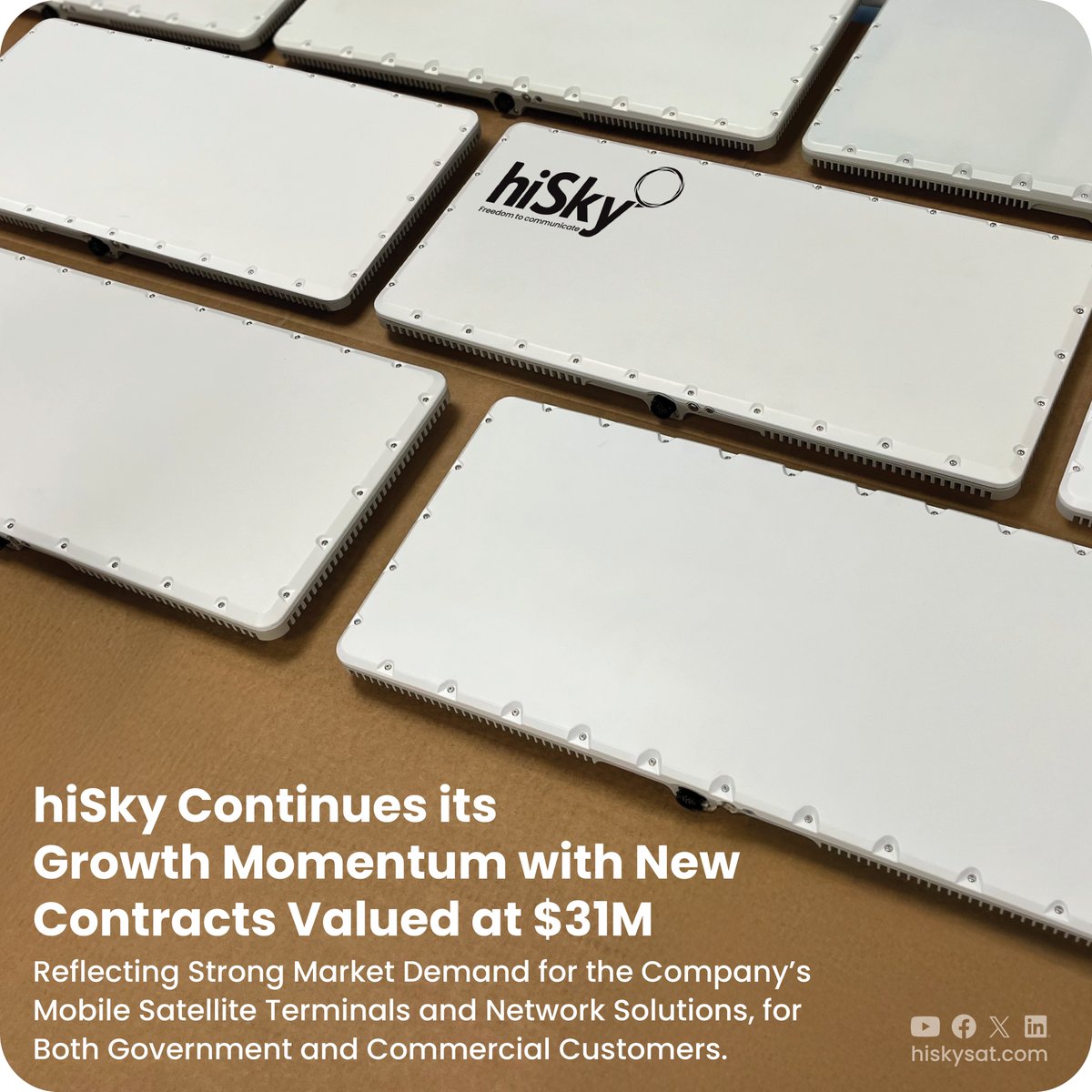 🔔 hiSky continues strong into the second half of 2025, having been awarded contracts to supply on-the-move Smartellite™ terminals and satellite network solutions for both Government and Commercial customers.
 
Read more here 👉 hiskysat.com/hisky-continue…

#SatelliteCommunication