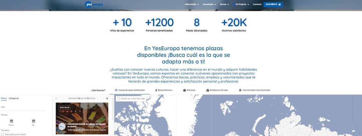 Plataforma Andaluza de Voluntariado (@voluntariadopav) on Twitter photo 🌍 ¿Te gustaría hacer voluntariado en el extranjero?
Plazas disponibles en proyectos internacionales donde aportar a causas sociales, conocer nuevas culturas y desarrollar tus habilidades <a href="/yeseuropa/">Yes Europa</a>
🔎 Infórmate y encuentra tú voluntariado: yeseuropa.org 🌍 ¿Te gustaría hacer voluntariado en el extranjero?
Plazas disponibles en proyectos internacionales donde aportar a causas sociales, conocer nuevas culturas y desarrollar tus habilidades <a href="/yeseuropa/">Yes Europa</a>
🔎 Infórmate y encuentra tú voluntariado: yeseuropa.org