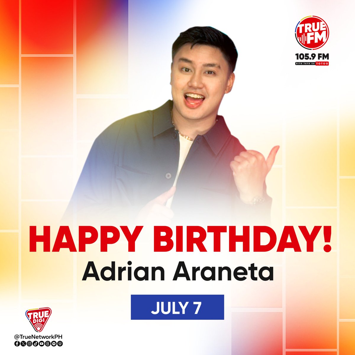 105.9 True FM (@truenetworkph) on Twitter photo Happy Birthday, <a href="/apsaraneta/">Adrian Araneta</a>! ππ
The man behind UNFILTERED, keep serving the tea, the truth, and the laughs. ποΈ
Cheers sa podcaster na laging may pa-real talk at pasabog!
#TrueFM #DitoTayoSaTotoo #SaTrue #Unfiltered #truepods Happy Birthday, <a href="/apsaraneta/">Adrian Araneta</a>! ππ
The man behind UNFILTERED, keep serving the tea, the truth, and the laughs. ποΈ
Cheers sa podcaster na laging may pa-real talk at pasabog!
#TrueFM #DitoTayoSaTotoo #SaTrue #Unfiltered #truepods