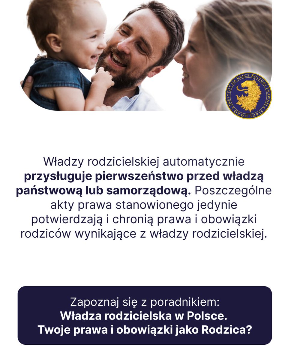 ✅Publikacja Ordo Iuris przypomina, że władza rodzicielska nie jest przywilejem nadanym przez państwo, lecz fundamentalnym prawem człowieka wynikającym z prawa naturalnego.

🟢Zapoznaj się z naszym poradnikiem: ordoiuris.pl/poradnik/wladz…

❌Wypisz swoje dziecko z seksedukacji - masz