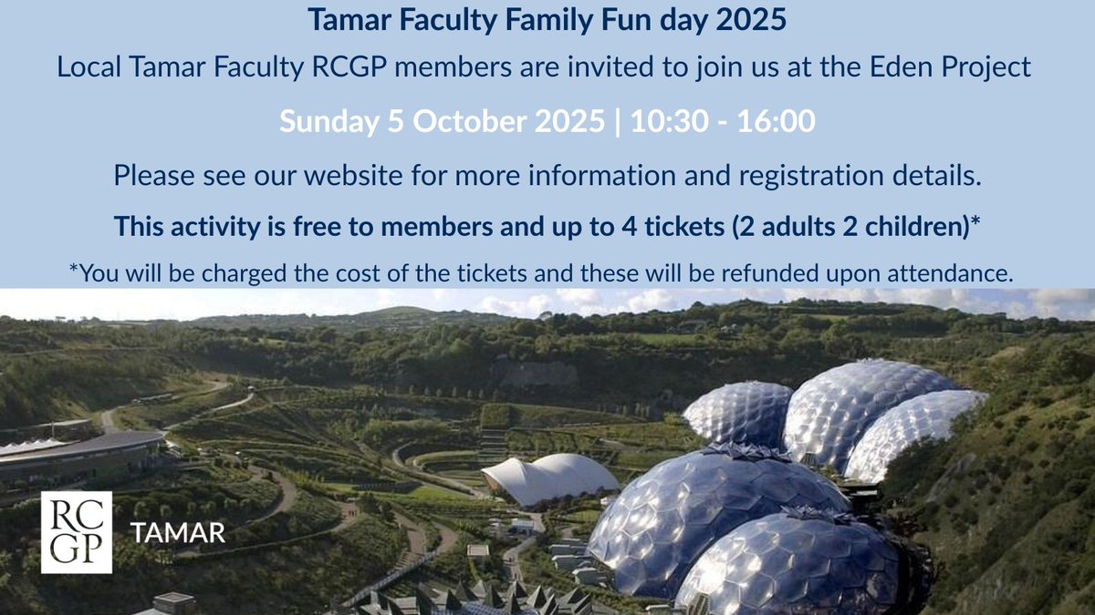 The Tamar Faculty would love to invite members and their families to join them <a href="/EdenProject/">Eden Project</a> for FREE in October, limited tickets available, register online to secure your place tinyurl.com/3hf8ajs7