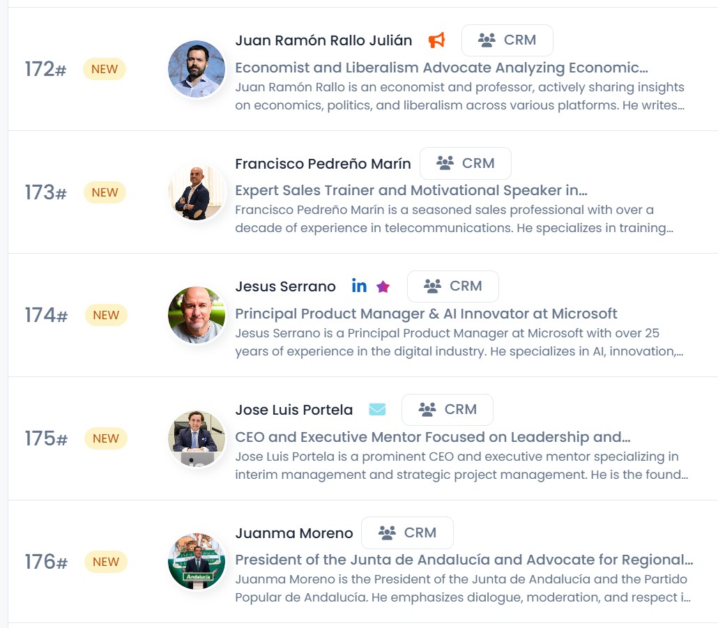 Estar en el ranking Top 200 Favikon de LinkedIn, dos puestos debajo de <a href="/juanrallo/">Juan Ramón Rallo</a> y dos por encima de <a href="/JuanMa_Moreno/">Juanma Moreno</a>... son cosas de esas que no termino de asumir. Yo solo comparto mis frikadas con tecnología.