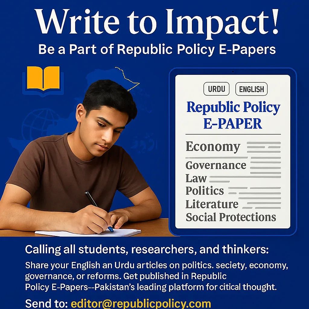 republicpolicy's tweet image. Write for a dialogue.

Contribute to the national discourse by submitting your original English or Urdu articles to Republic Policy E.Papers. Share your insights at editor@republicpolicy.com and engage in meaningful academic dialogue.

#WriteForChange #RepublicPolicy #YouthVoices…