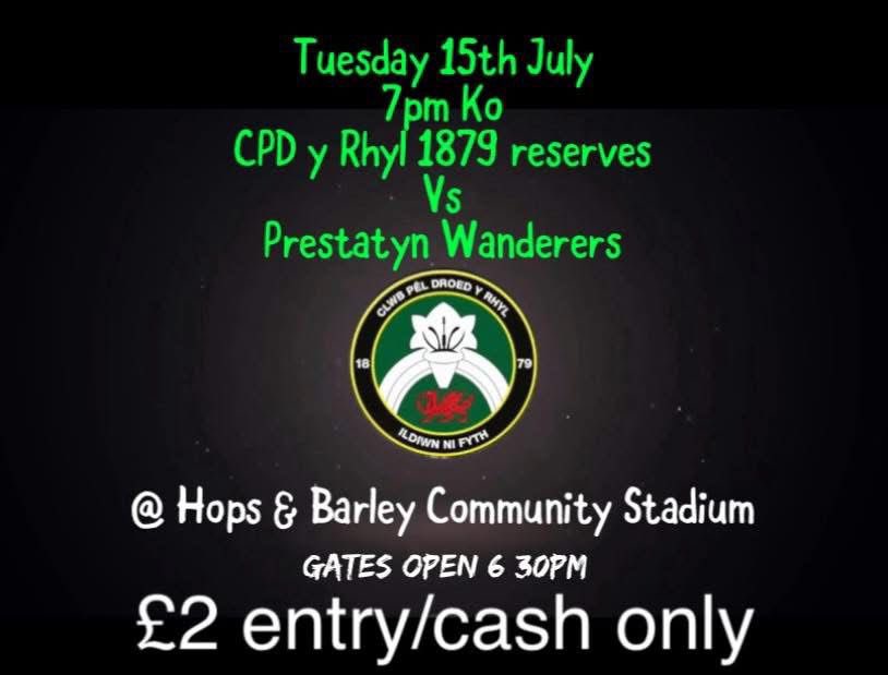 CPD Y Rhyl 1879 official (@rhylfc) on Twitter photo ⚫️ Match Off ⚪️
Unfortunately next week’s friendly on Tuesday 15th July against <a href="/Droylsden_FC/">Droylsden FC</a> has been cancelled.
However, our newly formed reserve side are in action as they face Prestatyn Wanderers.
Full details in the image below👇🏻
#sunnyrhyl ☀️ ⚫️ Match Off ⚪️
Unfortunately next week’s friendly on Tuesday 15th July against <a href="/Droylsden_FC/">Droylsden FC</a> has been cancelled.
However, our newly formed reserve side are in action as they face Prestatyn Wanderers.
Full details in the image below👇🏻
#sunnyrhyl ☀️