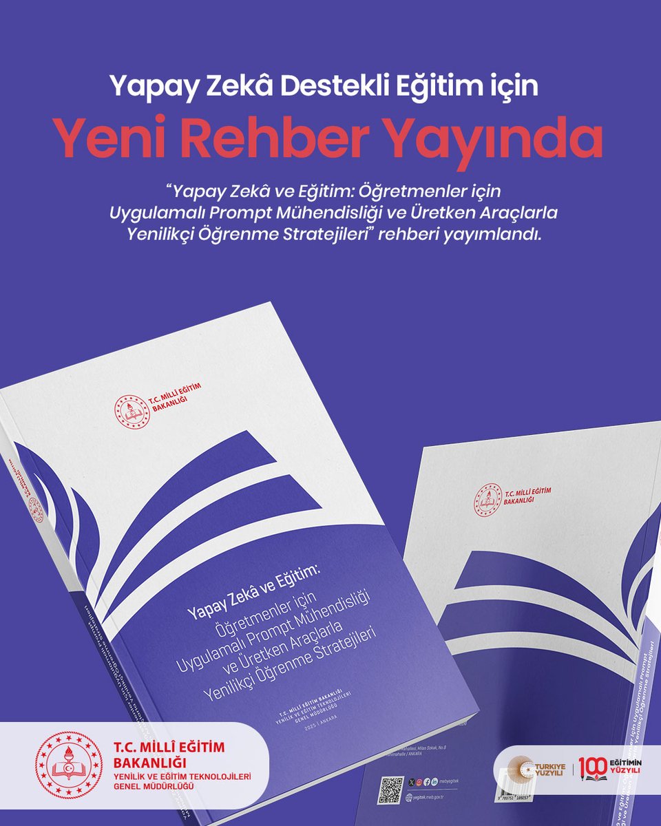 📘 Yapay Zekâ Rehberi Öğretmenlerle!
Sınıfta yapay zekâyı yaratıcı ve etik kullanmak isteyen öğretmenler için rehber hazır.

🎯 Dijital eğitimin yeni yol haritasını keşfetmek için hemen inceleyin!

🔗 meb.ai/Uaftt9z