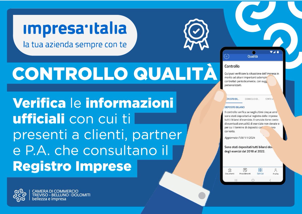 tbcamcom's tweet image. Tutto in regola con la tua impresa? 🤔
Verifica gli adempimenti con Controllo Qualità su impresa.italia.it e app.
Evita sorprese!
🔗 tb.camcom.gov.it/CCIAA_news.asp…
#ImpresaItalia #ControlloQualità #Adempimenti #CameraCommercio #GestioneImpresa