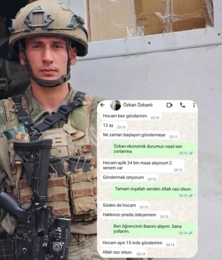 Özkan Özkanlı, sadece cephede değil, gönülde de görev başındaydı.

Yalnızca vatanı için değil, bir öğrencinin geleceği için de mücadele veriyordu.

💔 Hakkın ödenmez Şehidim...