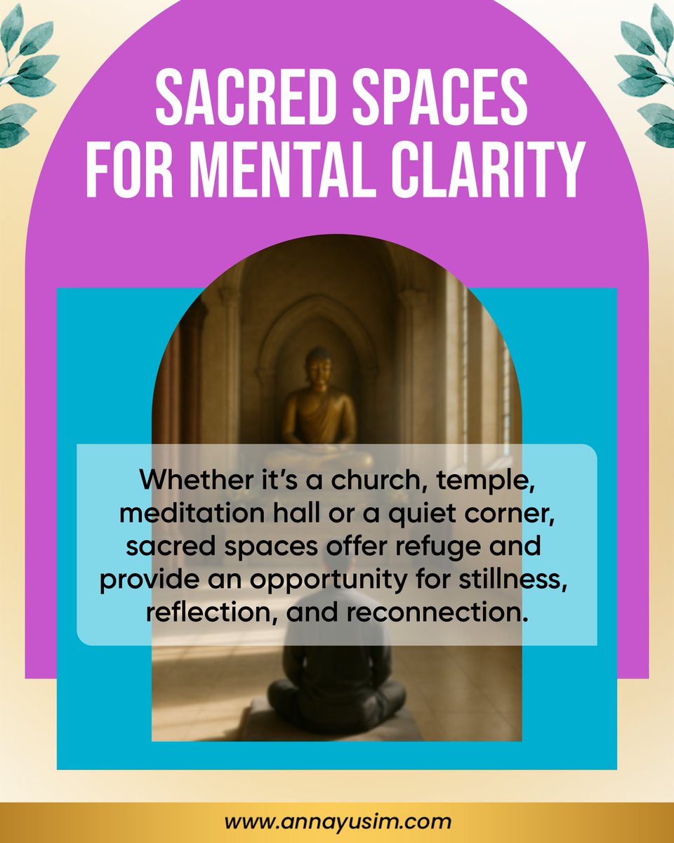 🌿 Sacred Spaces, Sacred Stillness 🕊

Whether it’s a church pew, a temple floor, a cozy
meditation nook, or a quiet patch of nature… these
places become portals to inner peace.