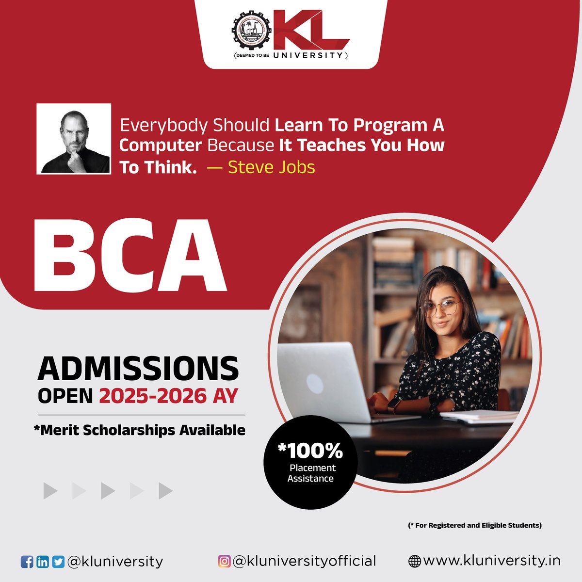 BCA at KLU isn’t just about coding — it’s about thinking smart. Build strong logic, problem-solving, and computational thinking skills for a future-ready career!

kluniversity.in/admissions-202…

#KLU #WeAreFutureReady #WorldClassEducation #topuniversityinIndia #BCA #BCAAdmissions