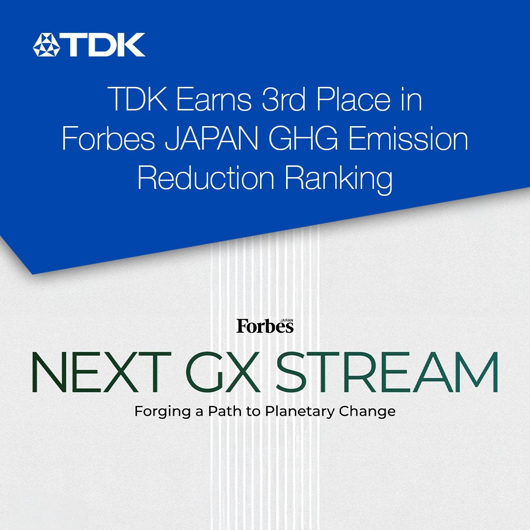 TDK Corporation (@tdk_corporation) on Twitter photo ๐ ๐ฅ๐We have been ranked 3rd by <a href="/forbesjapan/">Forbes JAPAN</a> for our outstanding efforts in reducing greenhouse gas emission (GHG). This recognition highlights TDKโs commitment to combating climate change and achieving a sustainable future.
๐ (in Japanese): forbesjapan.com/feat/gx/?utm_sโฆ ๐ ๐ฅ๐We have been ranked 3rd by <a href="/forbesjapan/">Forbes JAPAN</a> for our outstanding efforts in reducing greenhouse gas emission (GHG). This recognition highlights TDKโs commitment to combating climate change and achieving a sustainable future.
๐ (in Japanese): forbesjapan.com/feat/gx/?utm_sโฆ