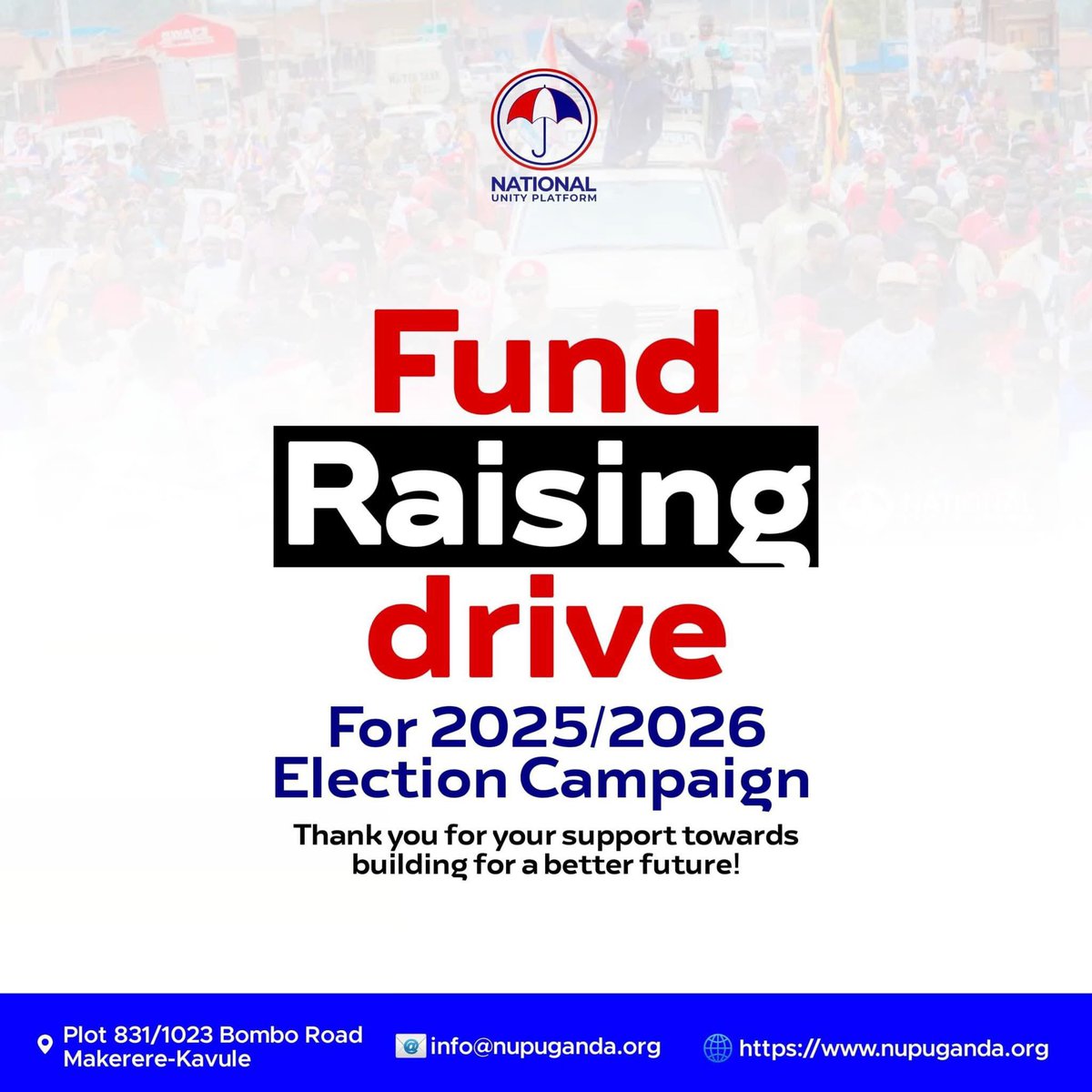 MercyAlupo's tweet image. Today we are at our party headquarters in Makerere Kavule to contribute to the campaign of 2026 and the struggle to liberate our country.
Let’s turn up in massive numbers to support the cause.
#ProtestVoteUg2026