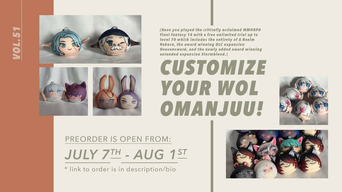 What's better companion than your own WOL(s) in omanjuu shape?  Now you can make one!    

#customomanjuu #omanjuu #ff14📷 #ffxiv📷 #XIV_PICTCLIP #customomanjuu #omanjuu