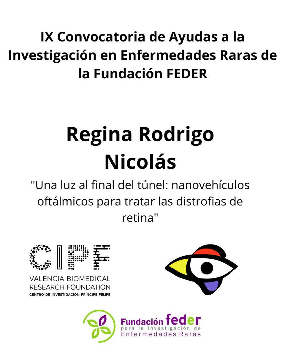 Retina Comunidad Valenciana celebra con orgullo la selección del proyecto liderado por Regina Rodrigo, investigadora del Centro de Investigación Príncipe Felipe, en la IX Convocatoria de Ayudas a la Investigación en Enfermedades Raras de la Fundación FEDER.