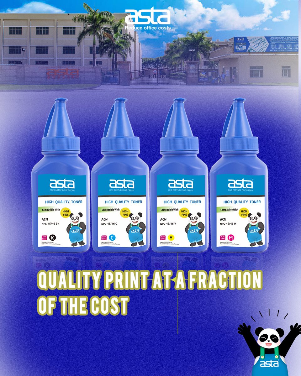AstaCartridges's tweet image. Premium quality. Budget-friendly toner.
✔ Crisp output 
✔ Bulk-friendly 
✔ High compatibility
#TonerRefill #CompatibleToner #HighQualityPrinting #PrinterConsumables #BulkPrinting #OfficeSupplies #PrintingSolutions #ASTABrand #PrintSmart #AffordablePrinting #TonerExperts #B2B