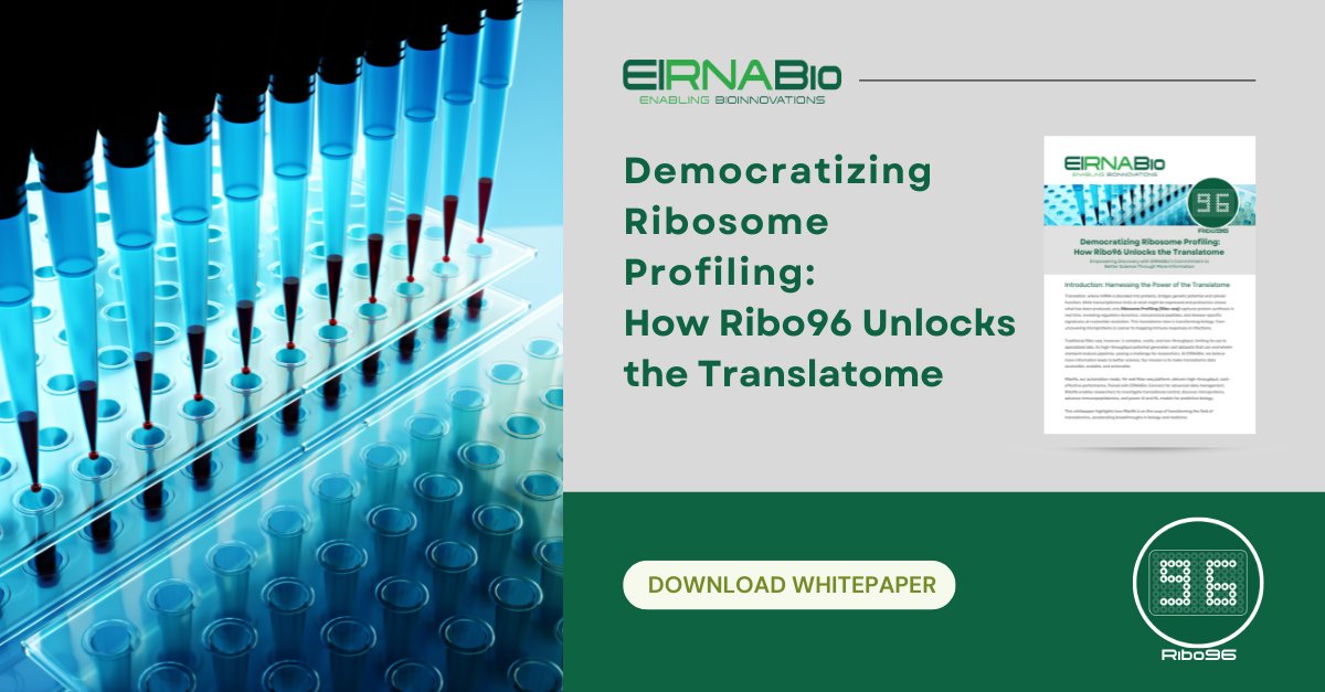 EIRNABio's tweet image. Check out our Whitepaper which details the impact of our high-throughput ribosome profiling (Ribo-seq) platform, Ribo96
👉 eirnabio.com/download-the-r…