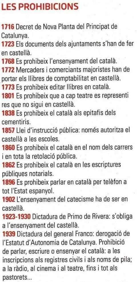 <a href="/joseyinsi/">joseyinsi 🇪🇸</a> <a href="/albertdmcat/">ᗩlbertDM ||*||🏴󠁧󠁢󠁥󠁮󠁧󠁿🏳️‍🌈🏴󠁧󠁢󠁳󠁣󠁴󠁿</a> Ah, sí, <a href="/joseyinsi/">joseyinsi 🇪🇸</a>? Doncs si Som tots, per què es prohibeix a alguns el que no es prohibeix als altres? Per què es prohibeix les llengües d'una bona part i només s'accepta la de l'altre porció? 
Jo no em sento representada per qui em nega part del méu ésser, de la meva ànima.