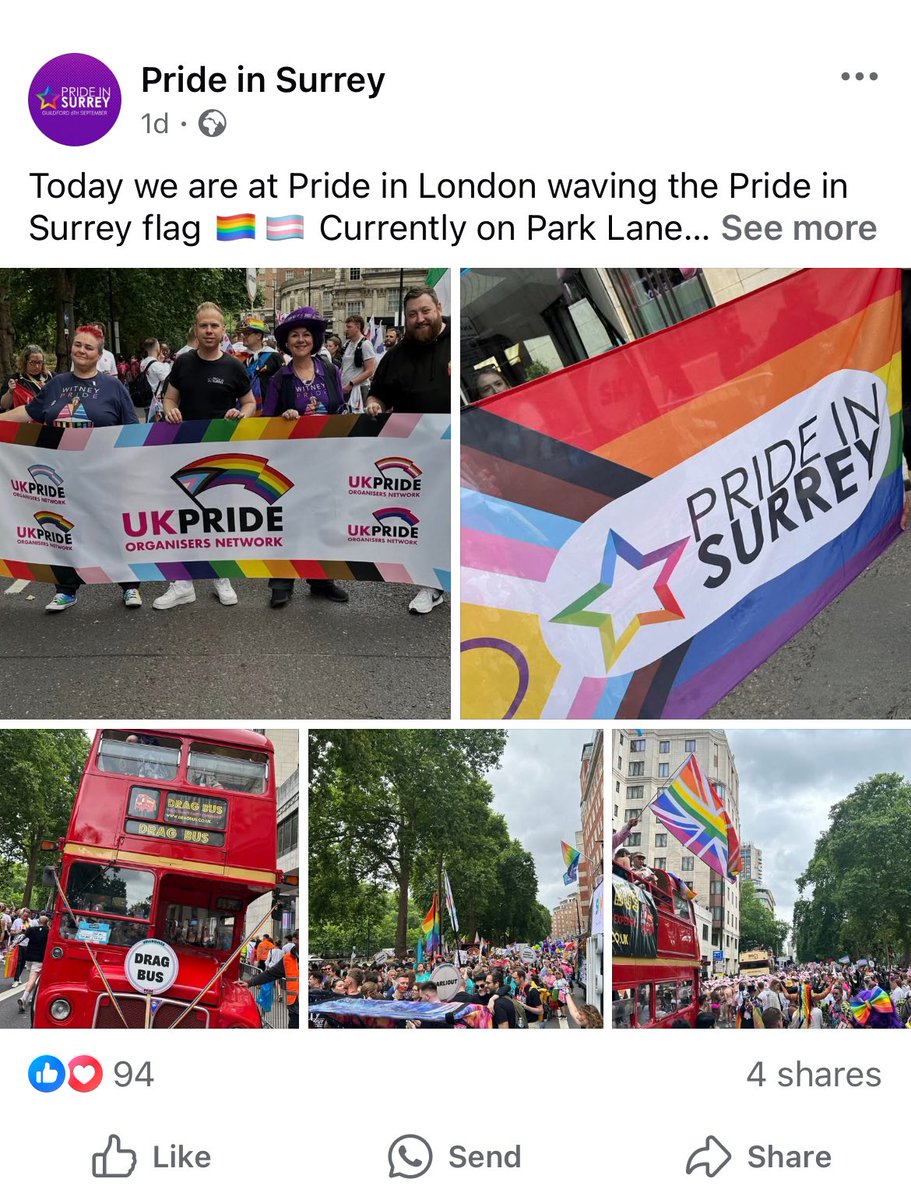 I just don’t understand how Pride in Surrey can be welcomed at #LondonPride in the same week its founder and another staff member were sent to prison for multiple child sex offences.