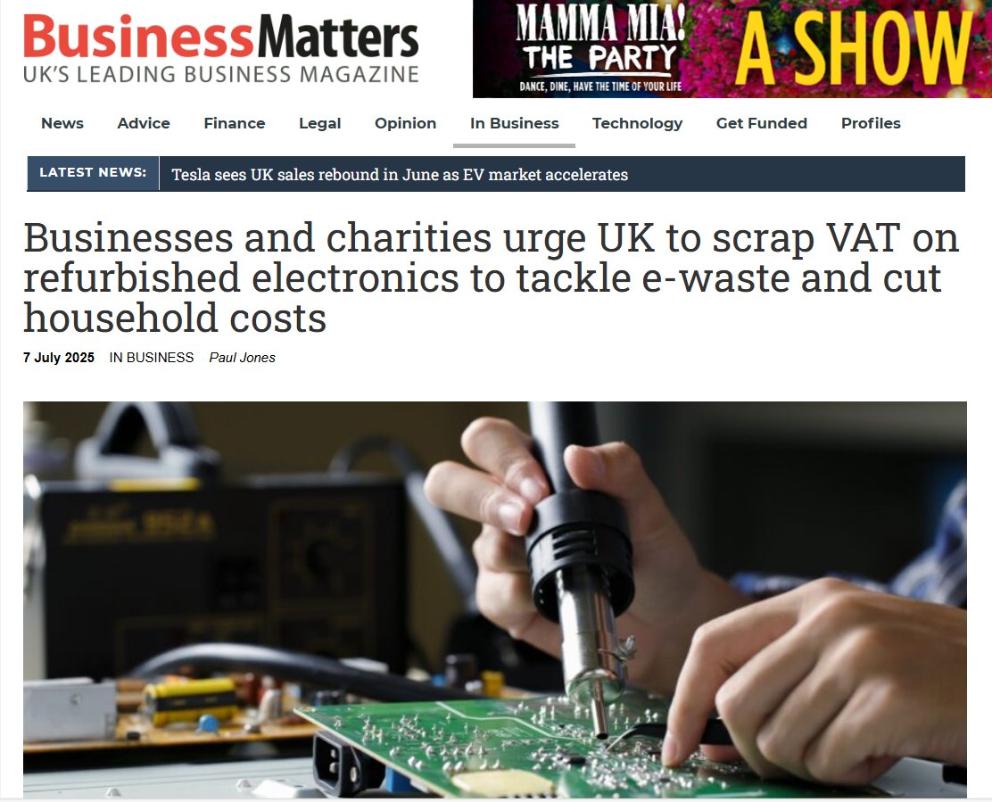 Can we kickstart #reuse #repair &amp; #refurb of #electricalgoods by removing VAT? Industry, Charities &amp; NGOs all agree this could deliver #decarbonisation  #greencareers &amp; #socialvalue  | glad that <a href="/suezUK/">SUEZ UK</a> are helping drive this forward!
bmmagazine.co.uk/in-business/bu…