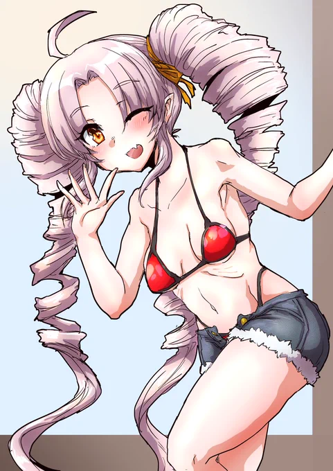 今日の日課は短パンビキニ水着ついなちゃんです