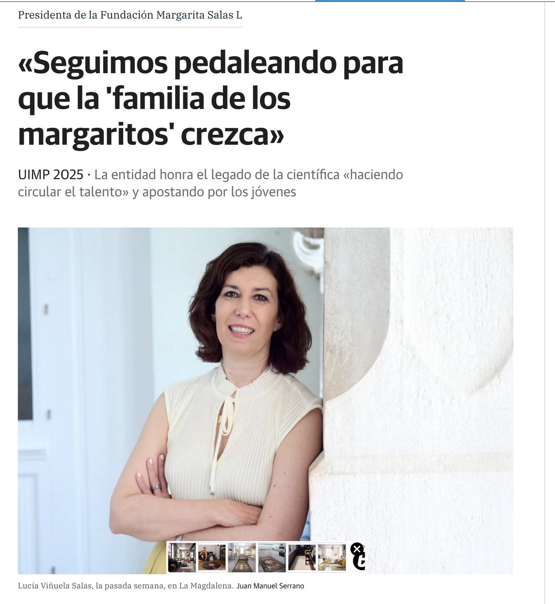Fundación Margarita Salas (@msalasfundacion) on Twitter photo Nuestra presidenta, <a href="/VinuelaLucia/">Lucía Viñuela</a> hace balance en el <a href="/dmontanes/">eldiariomontanes.es</a> de la trayectoria de la Fundación Margarita Salas y los planes de futuro con motivo del cierre del curso en la <a href="/UIMP/">UIMP</a>
eldiariomontanes.es/culturas/uimp/…
#FundacionMargaritaSalas Nuestra presidenta, <a href="/VinuelaLucia/">Lucía Viñuela</a> hace balance en el <a href="/dmontanes/">eldiariomontanes.es</a> de la trayectoria de la Fundación Margarita Salas y los planes de futuro con motivo del cierre del curso en la <a href="/UIMP/">UIMP</a>
eldiariomontanes.es/culturas/uimp/…
#FundacionMargaritaSalas