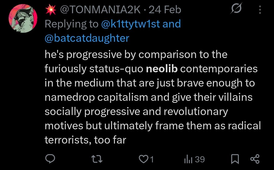 TONMANIA2K's tweet photo. #moreon the political nothingness of what ppl have grown accustomed to from their capeshit making gunn #resonate w some niggas😭
#justatheory https://t.co/QBjPicklv6