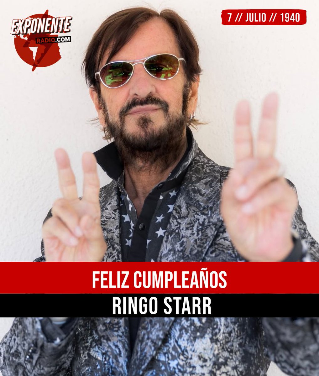 #UnDiaComoHoy 📅

85 años de @RingoStarrMusic, el legendario baterista de @TheBeatles.
Desde 2008 invita a todos a pensar, decir o publicar #PeaceAndLove ☮️ al mediodía como regalo.

exponenteradio.com ⚡️
#RingoStarr ✌️
#TheBeatles