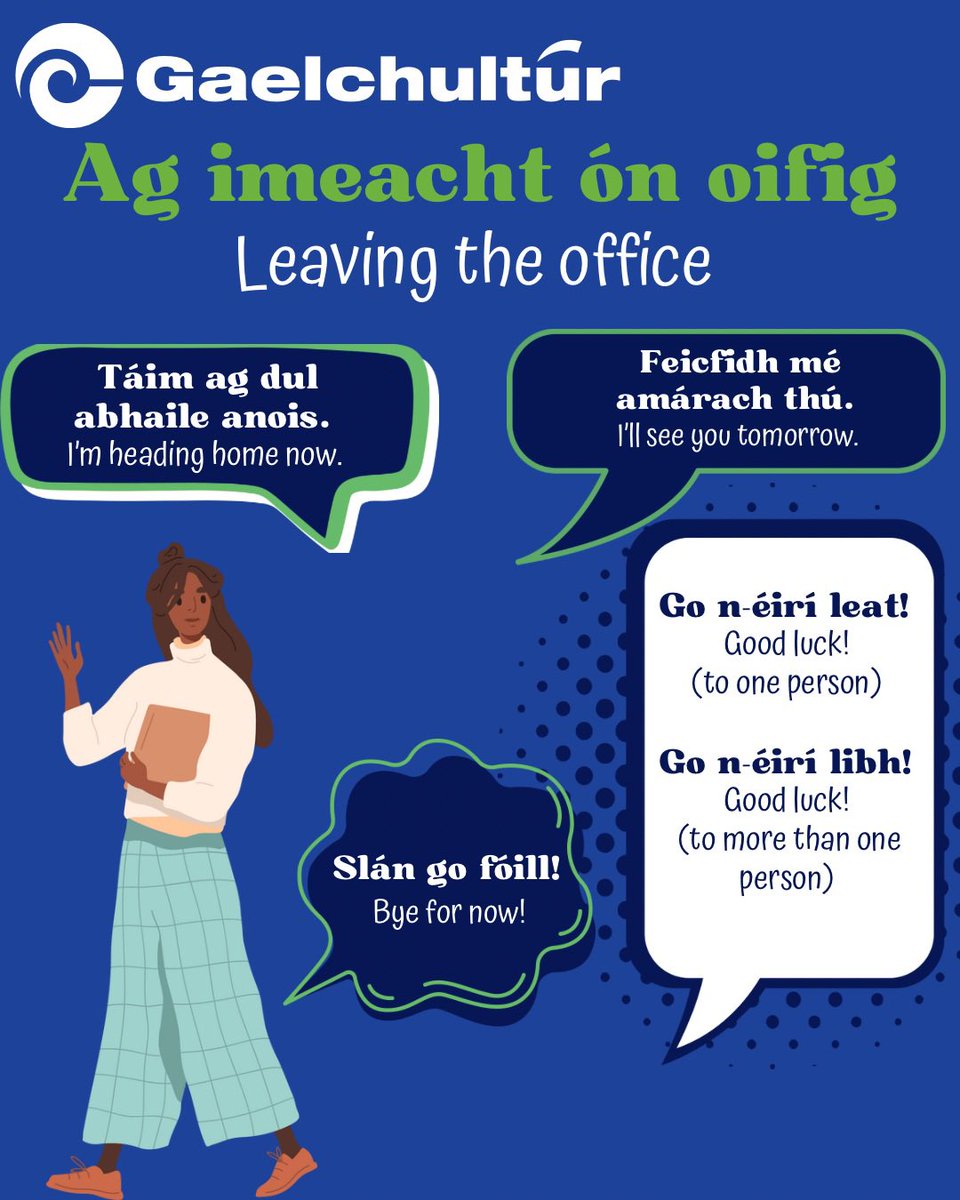 Gaelchultúr (@gaelchultur) on Twitter photo Ar mhaith leat tuilleadh Gaeilge a úsáid i do shaol gairmiúil?
Want to use more Irish in your career? 🖥️📚
Take our Certificate of Professional Irish course!
Perfect for the workplace, fully online and designed for busy professionals.
#Gaeilge
<a href="/Publicjobsie/">publicjobs</a> Ar mhaith leat tuilleadh Gaeilge a úsáid i do shaol gairmiúil?
Want to use more Irish in your career? 🖥️📚
Take our Certificate of Professional Irish course!
Perfect for the workplace, fully online and designed for busy professionals.
#Gaeilge
<a href="/Publicjobsie/">publicjobs</a>