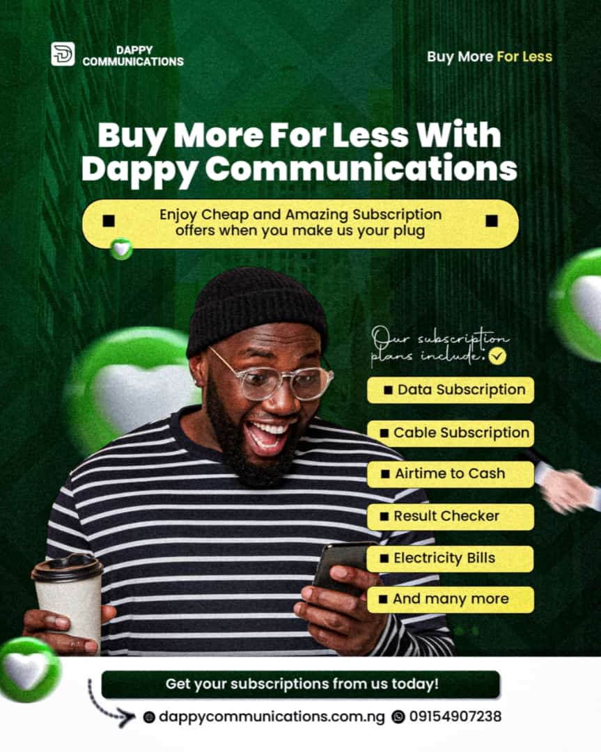 dappydaplugg's tweet image. Stock up on DATA this week with Dappycommunications! 📶🔥
Whether it&apos;s 1GB or 20GB, we’ve got you covered 💯

✅ Affordable
✅ Fast delivery
✅ Reliable service

Don’t stay offline – plug in now with the best plugg 

#Dappycommunications #DataPlug #StayConnected #AirtimeToCash