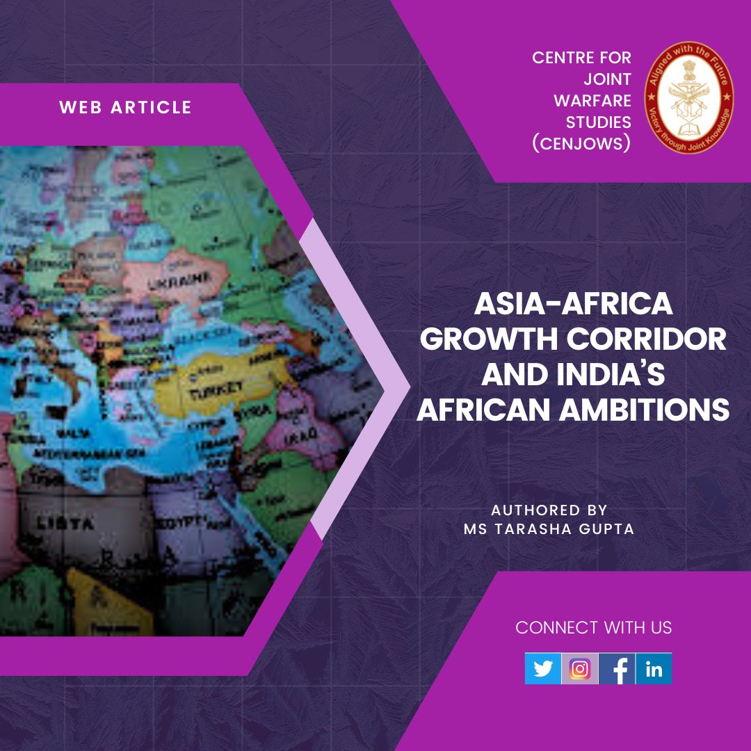 CENJOWS INDIA (@cenjows) on Twitter photo #PublicationAlert
New from Centre for Joint Warfare Studies (<a href="/CENJOWS/">CENJOWS INDIA</a>): Ms Tarasha Gupta explores India’s evolving strategic footprint in her article “Asia-Africa Growth Corridor and India’s African Ambitions.” She highlights how the AAGC reflects India’s pursuit of inclusive #PublicationAlert
New from Centre for Joint Warfare Studies (<a href="/CENJOWS/">CENJOWS INDIA</a>): Ms Tarasha Gupta explores India’s evolving strategic footprint in her article “Asia-Africa Growth Corridor and India’s African Ambitions.” She highlights how the AAGC reflects India’s pursuit of inclusive